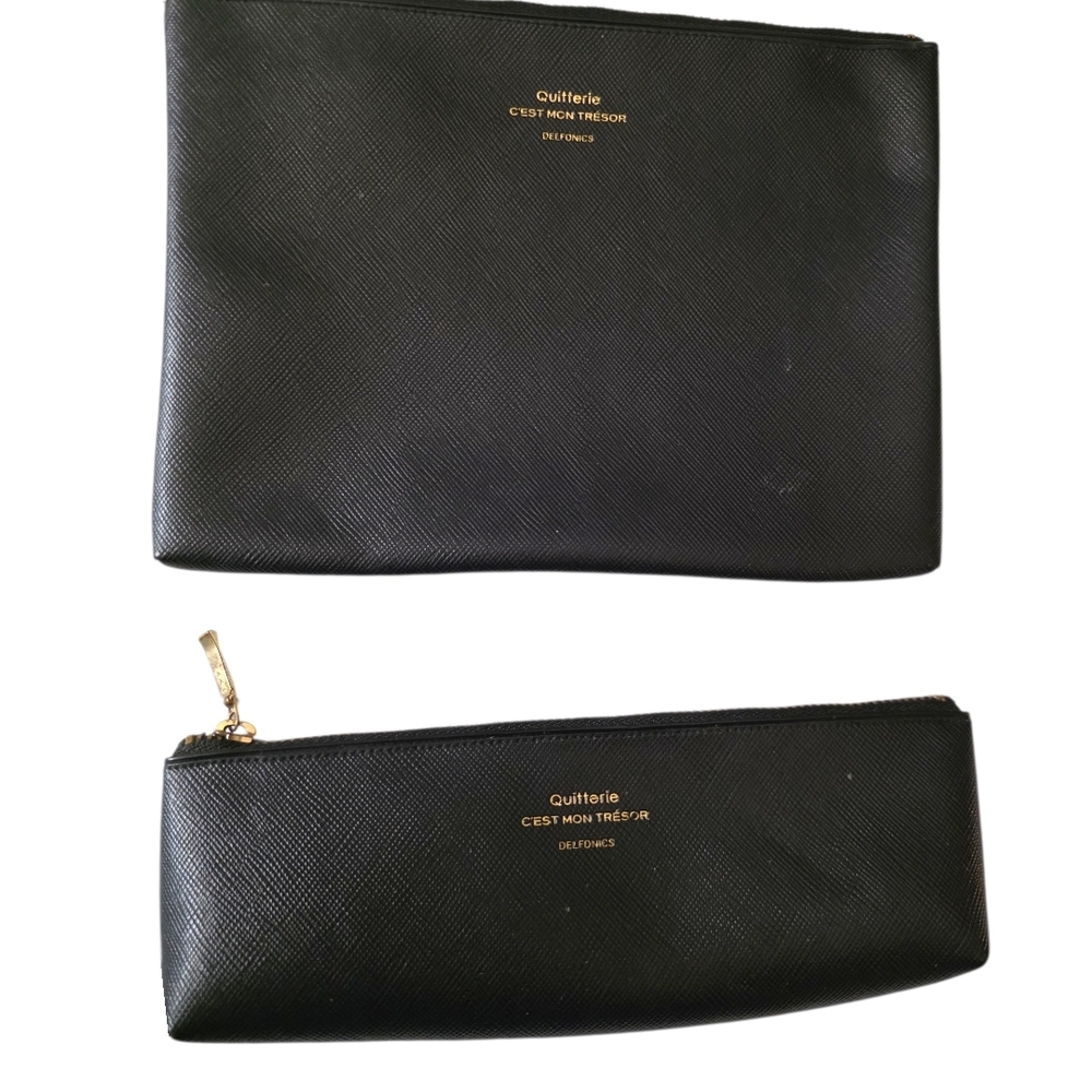 Delfonics Quitterie Black Zip Pouch & Pencil Case Set Minimalist